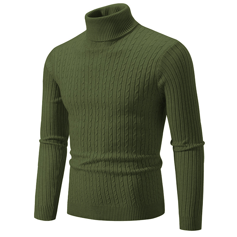 Rollkragenpullover mit Zopfmuster