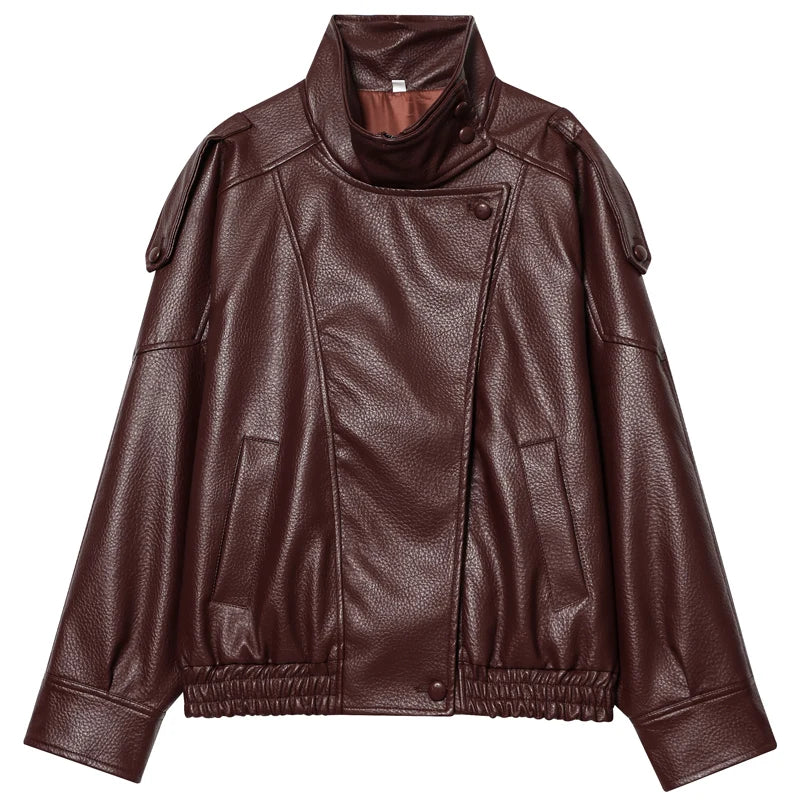Lederjacke mit hohem Kragen
