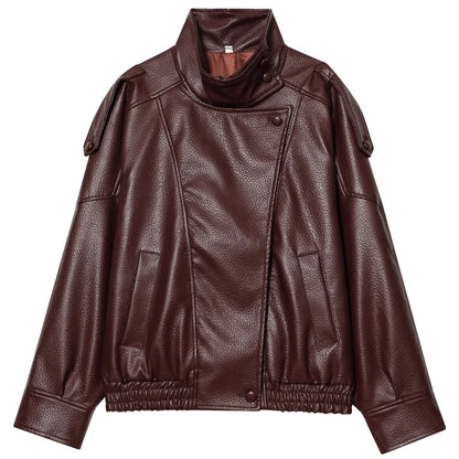 Lederjacke mit hohem Kragen