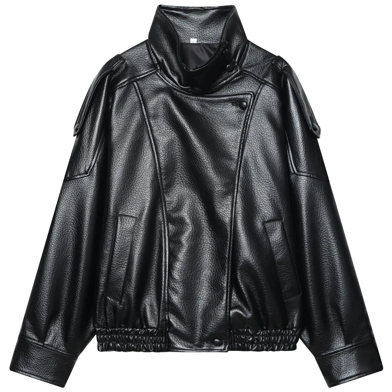 Lederjacke mit hohem Kragen