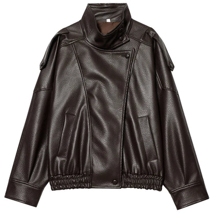 Lederjacke mit hohem Kragen