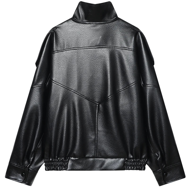Lederjacke mit hohem Kragen