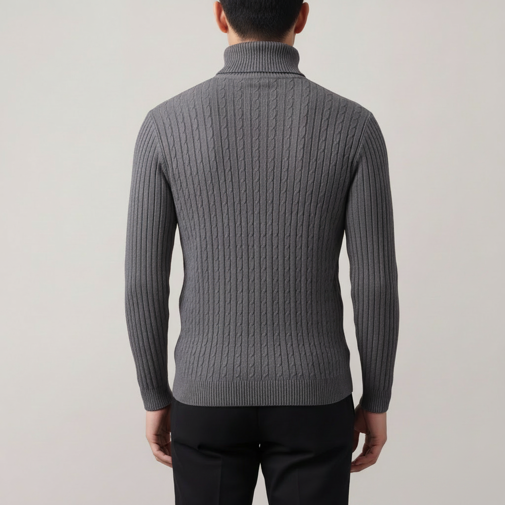 Rollkragenpullover mit Zopfmuster