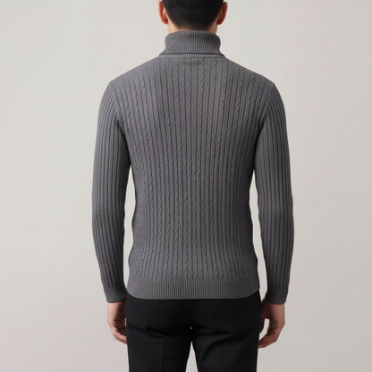 Rollkragenpullover mit Zopfmuster