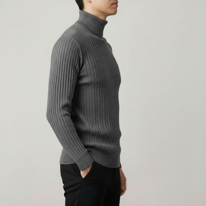 Rollkragenpullover mit Zopfmuster