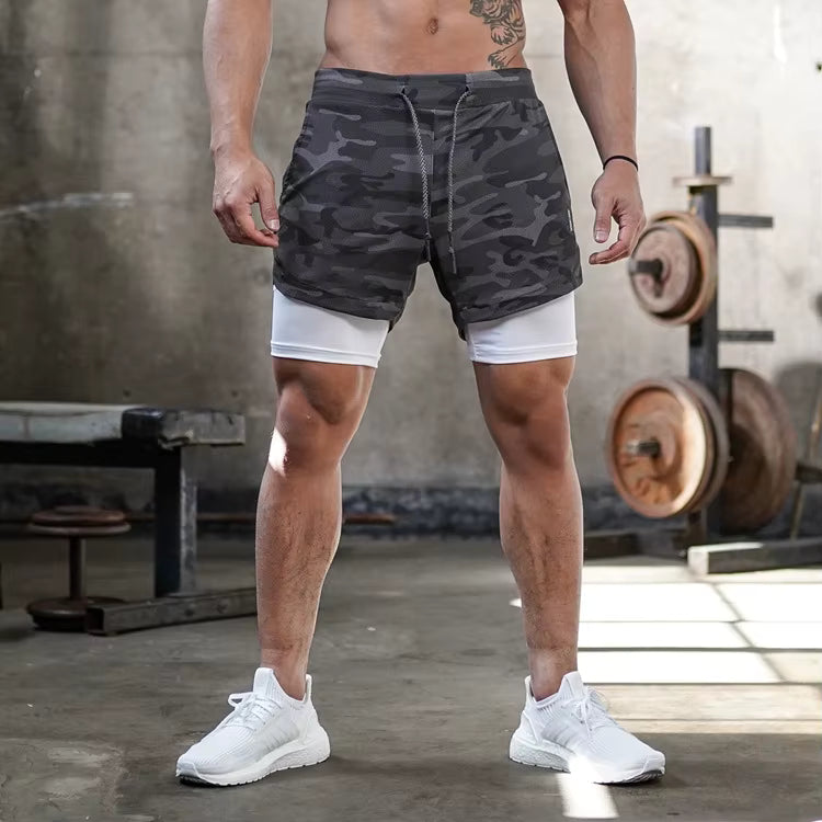 2-in-1 Herren Sport und Trainingsshorts