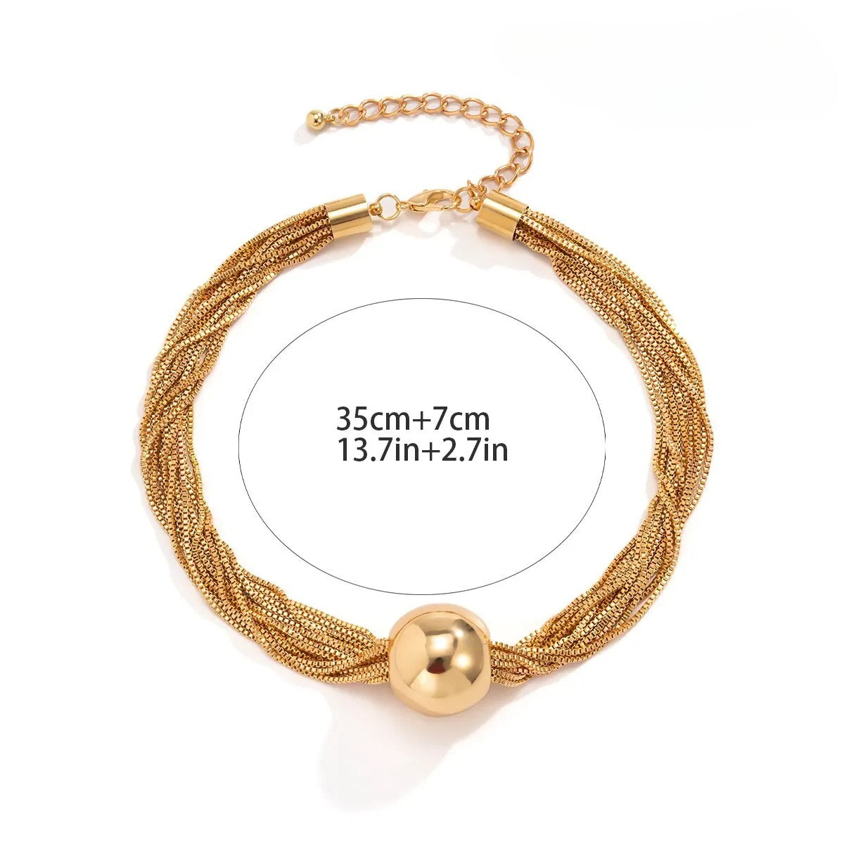 Goldkette mit poliertem Kugelanhänger